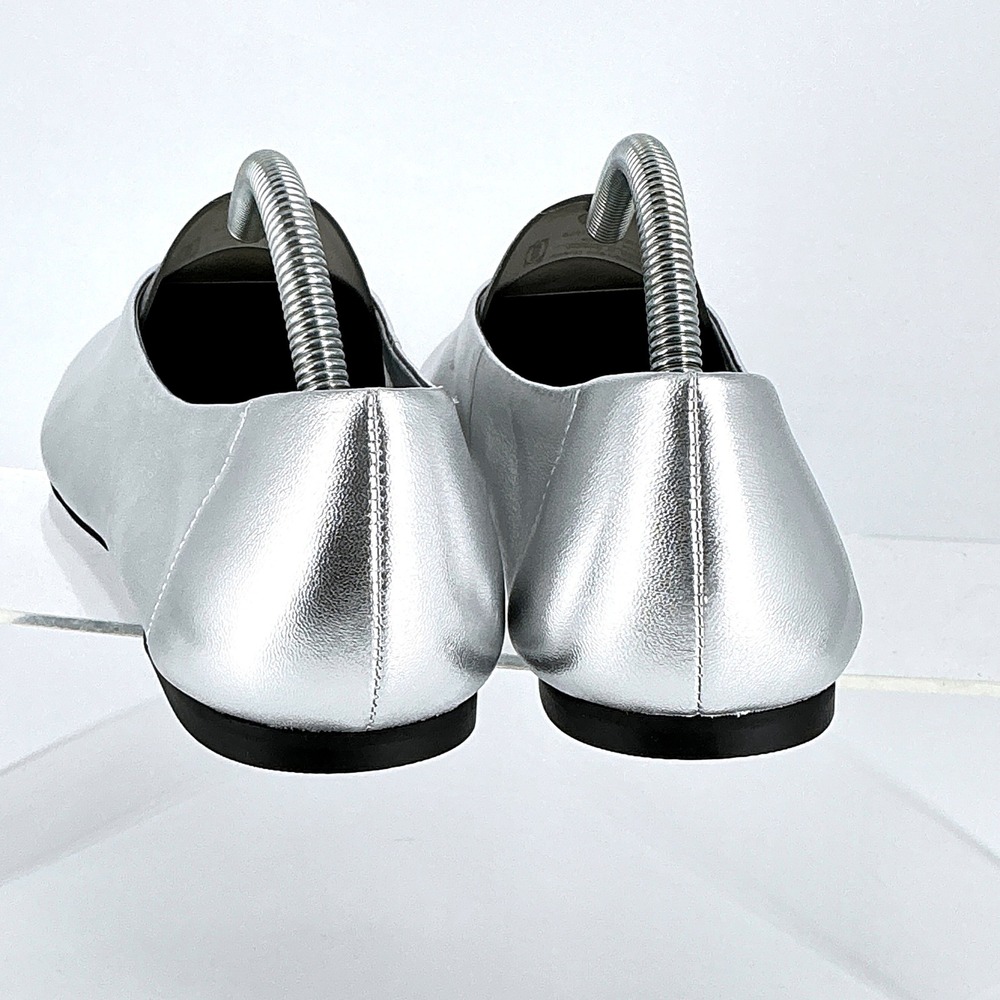 Open Edit Size 10 Silver Metallic Leather Pointed Ballet Flats NEW Madyson $80 - Picture 7 of 14